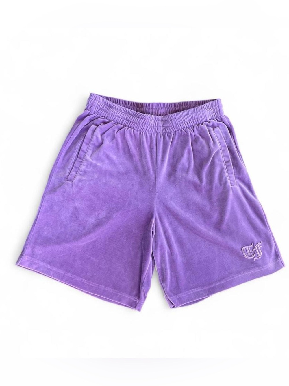 Teddy Fresh Purple Velour Basketball Shorts XS Embroidered Logo